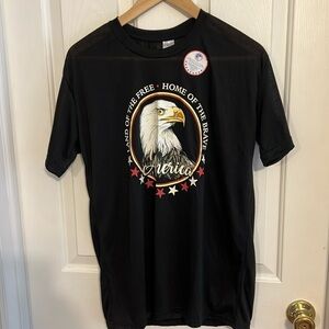 Patriotic tee-shirt, black, size L, unbranded.